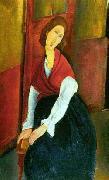 Amedeo Modigliani Jeanne Hebuterne in Red Shawl oil painting reproduction